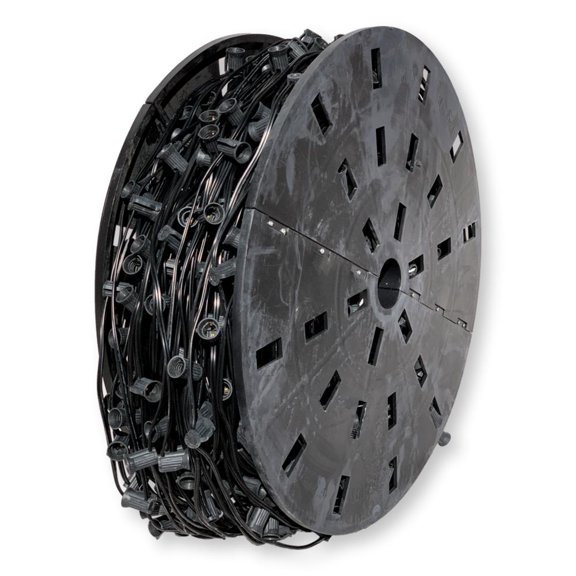 EZLS C7 Spool of Light Socket Strands, Black Strand, SPT-1, 1000 Sockets, 12" Spacing
