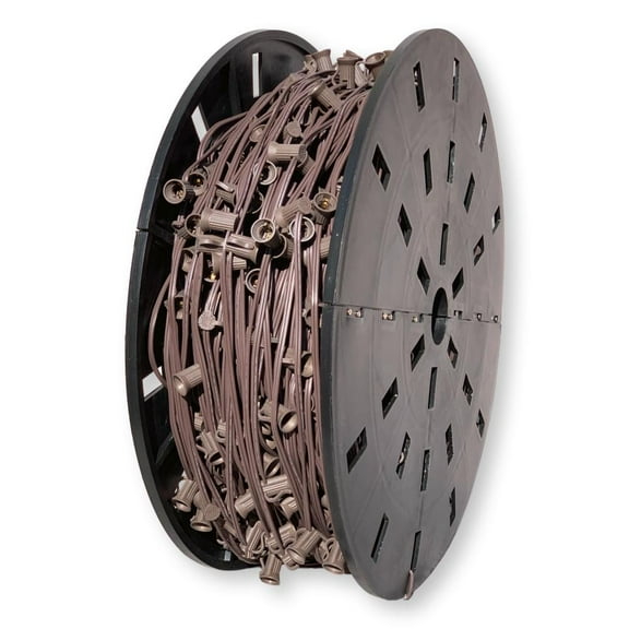 EZLS C7 Spool of Light Socket Strands, Brown Strand, SPT-1, 1000 Sockets, 12" Spacing