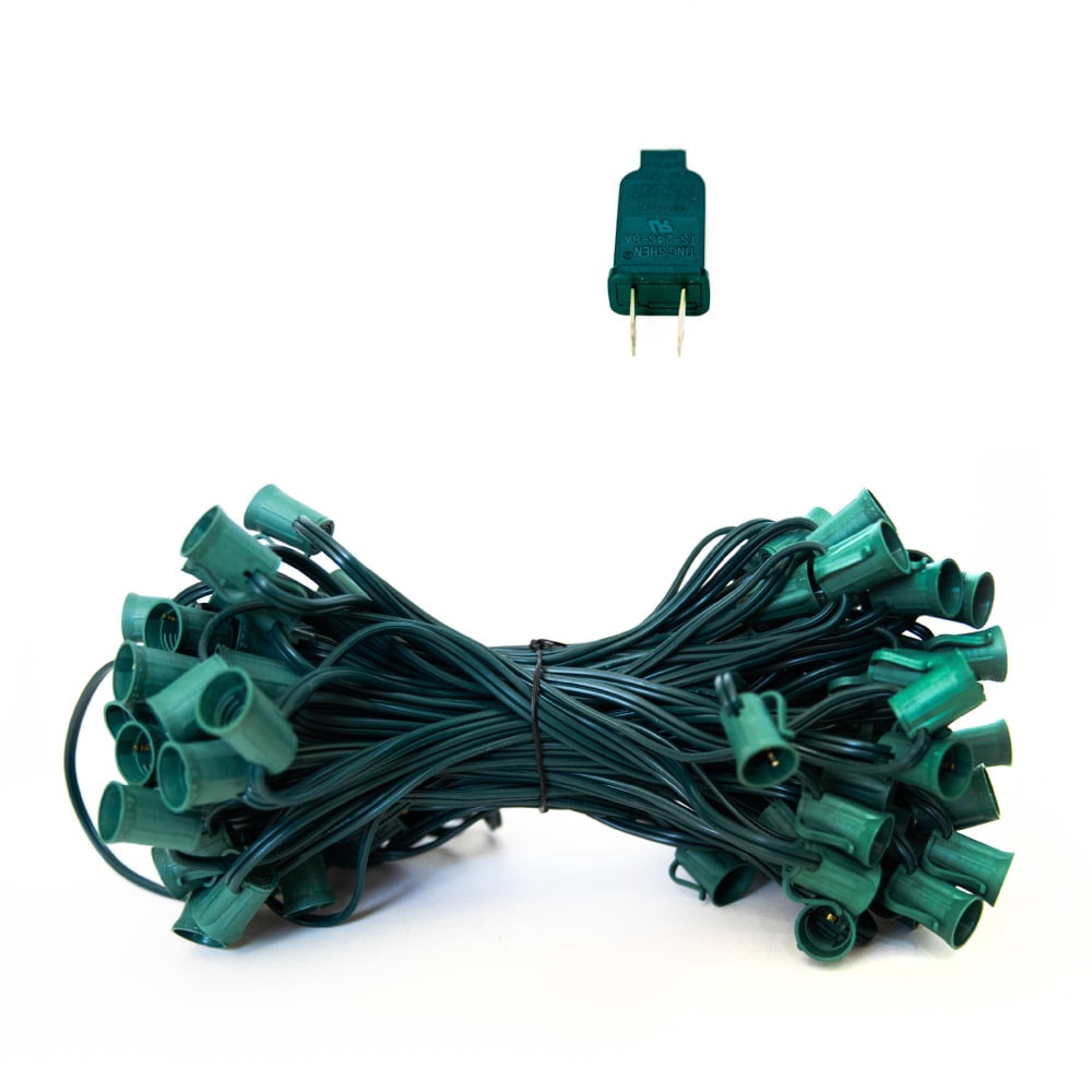 EZLS C9 100' Light Socket Stringer, Green Strand, SPT-2, 100 Sockets ...