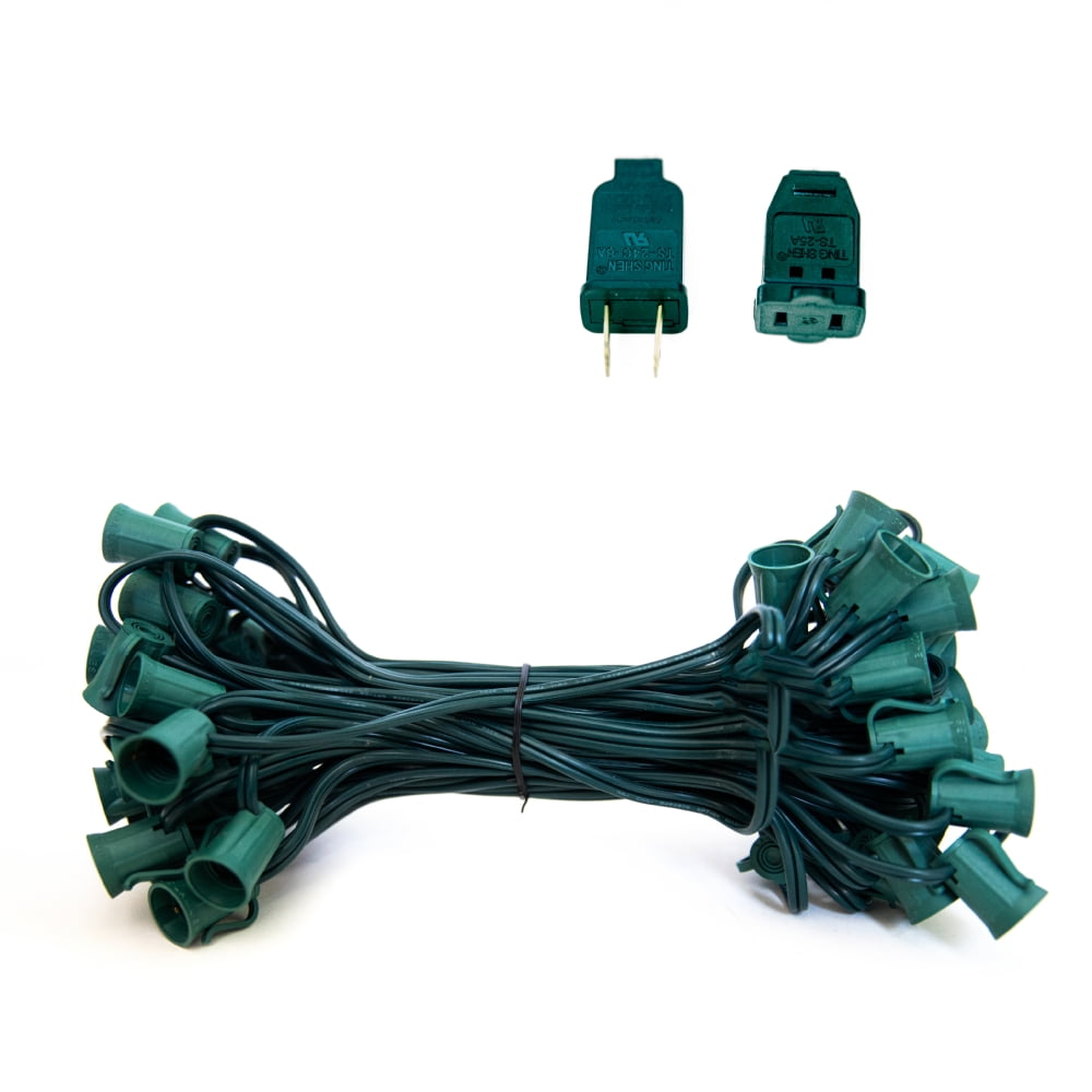 Green 50ft Outdoor C9 Christmas Light Stringer with 50 Sockets