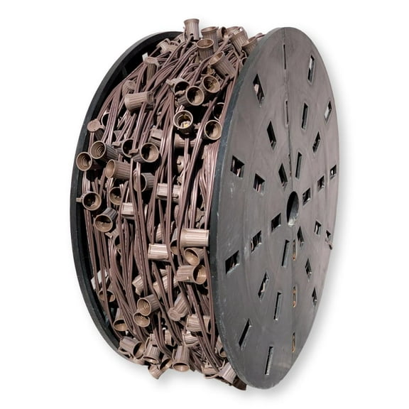 EZLS C9 Spool of Light Socket Strands, Brown Strand, SPT-1, 1000 Sockets, 12" Spacing