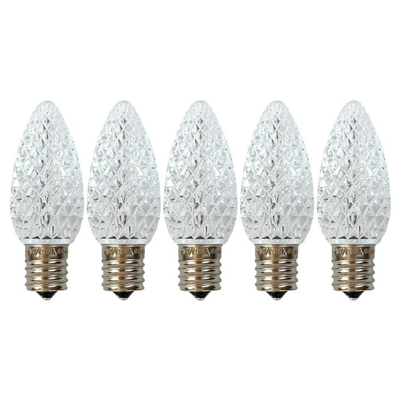 EZLS Cool White Faceted C9 LED Replacement Christmas Bulbs, 5 Pack