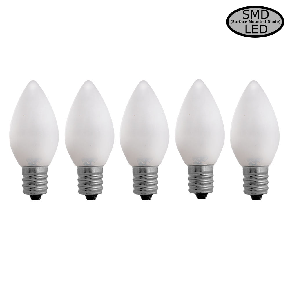 EZLS Cool White Opaque C7 SMD LED Replacement Bulb, 5 Pack