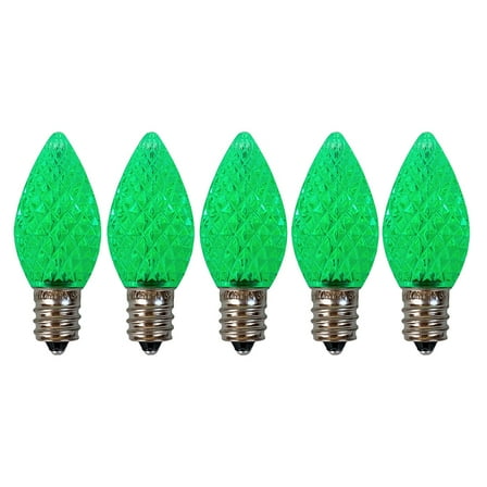 EZLS Green Faceted C7 LED Replacement Bulbs, 5 Pack