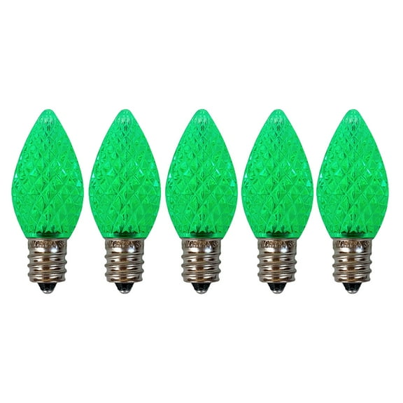 EZLS Green Faceted C7 LED Replacement Bulbs, 5 Pack