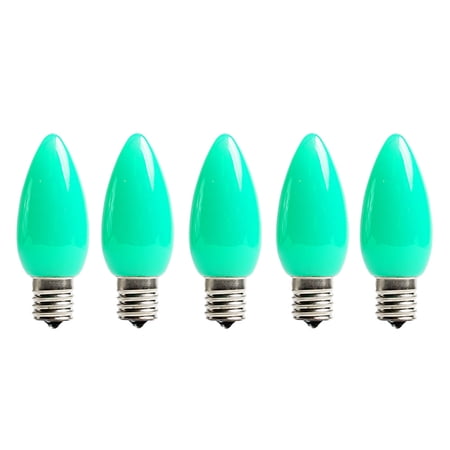 EZLS Green Opaque C9 LED Replacement Bulbs, 5 Pack
