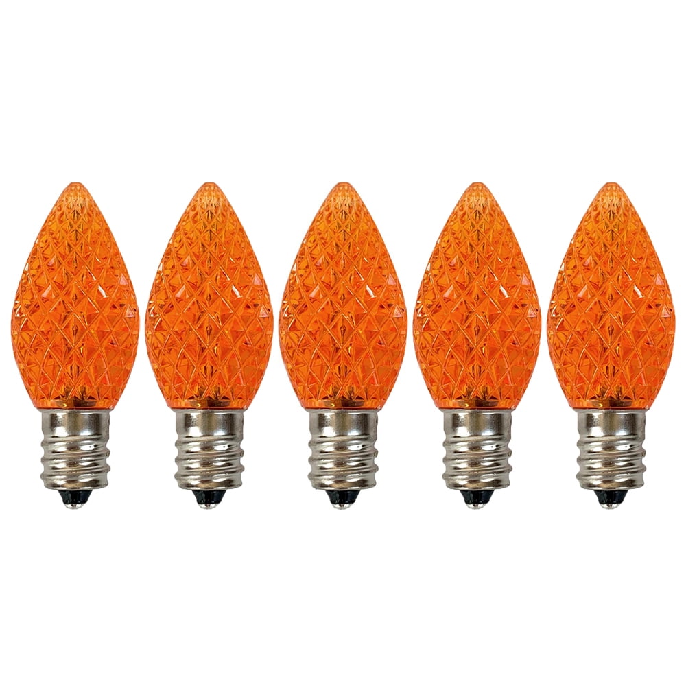EZLS Orange Faceted C7 LED Replacement Bulbs, 5 Pack
