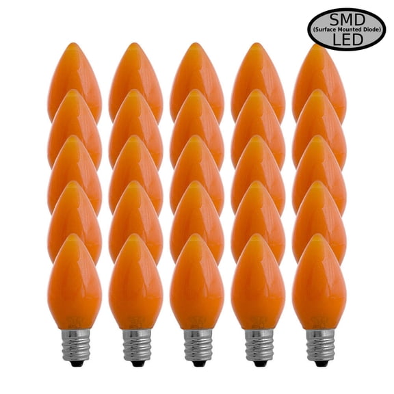 EZLS Orange Opaque C7 SMD LED Replacement Bulb, 25 Pack