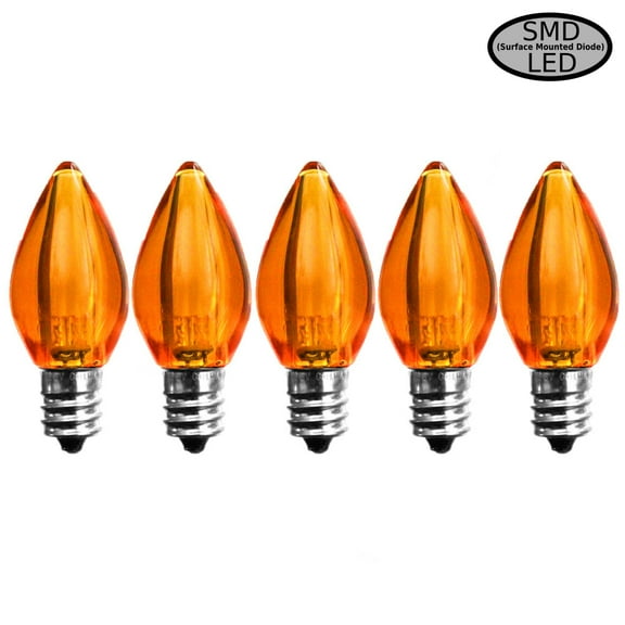 EZLS Orange Transparent C7 LED Replacement Bulb, 5 Pack