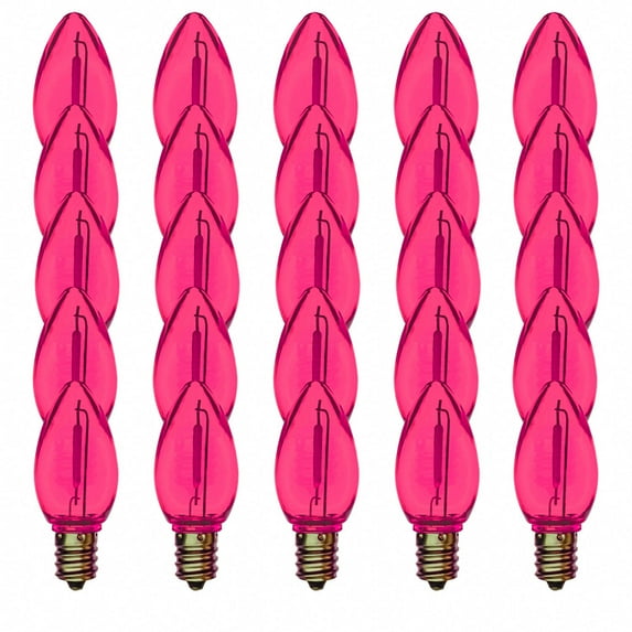 EZLS Pink LED Replacement Bulbs, Colored Filament, Shatterproof Lens, 25 Pack