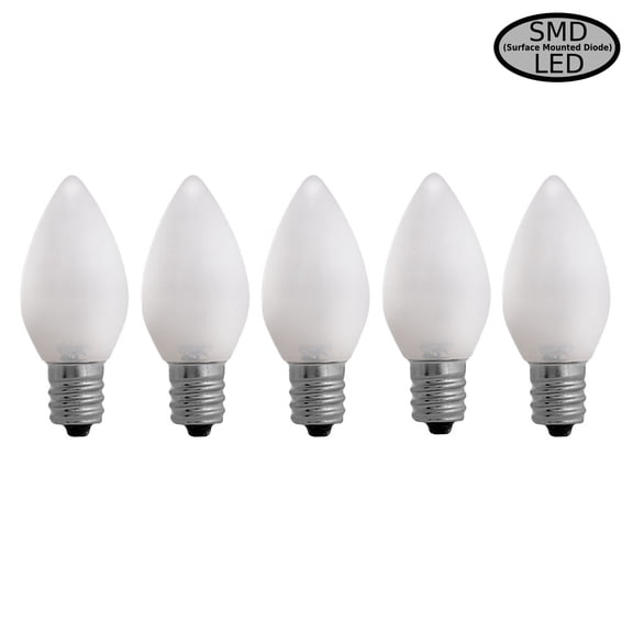 EZLS Pure White Opaque C7 SMD LED Replacement Bulb, 5 Pack