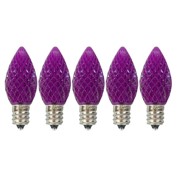 EZLS Purple Faceted C7 LED Replacement Bulbs, 5 Pack