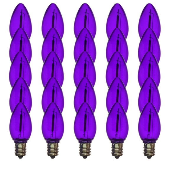 EZLS Purple LED Replacement Bulbs, Colored Filament, Shatterproof Lens, 25 Pack