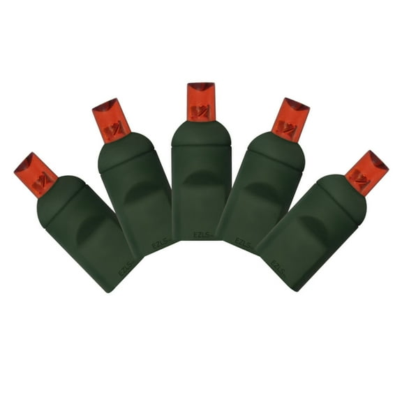 EZLS Red 5mm Wide Angle LED Christmas Light String, 50 Bulbs, 25 Ft Green Strand, Indoor/Outdoor Rated