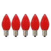 EZLS Red Faceted C7 LED Replacement Bulbs, 5 Pack