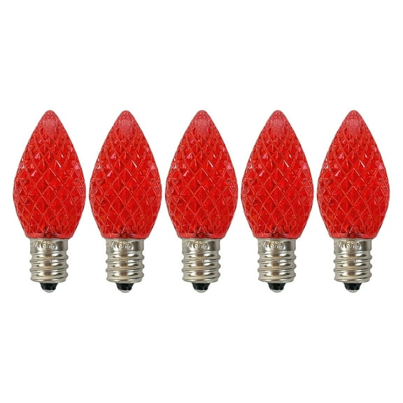 EZLS Red Faceted C7 LED Replacement Bulbs, 5 Pack