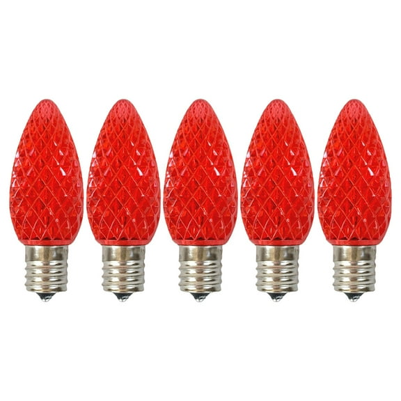 EZLS Red Faceted C9 LED Replacement Christmas Bulbs, 5 Pack
