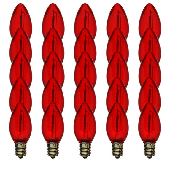 EZLS Red LED Replacement Bulbs, Colored Filament, Shatterproof Lens, 25 Pack