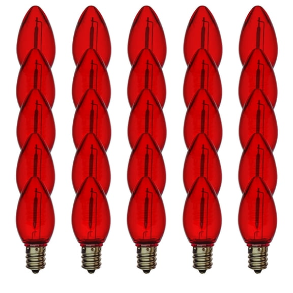 EZLS Red LED Replacement Bulbs, Colored Filament, Shatterproof Lens, 25 Pack