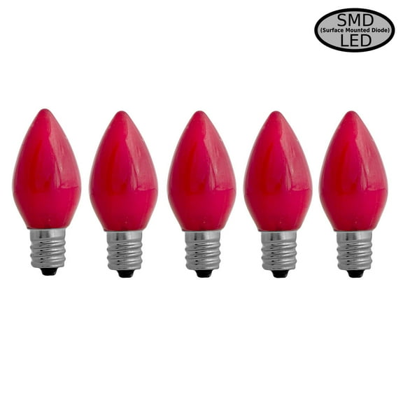 EZLS Red Opaque C7 SMD LED Replacement Bulb, 5 Pack