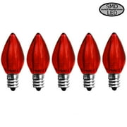 EZLS Red Transparent C7 LED Replacement Bulb, 5 Pack