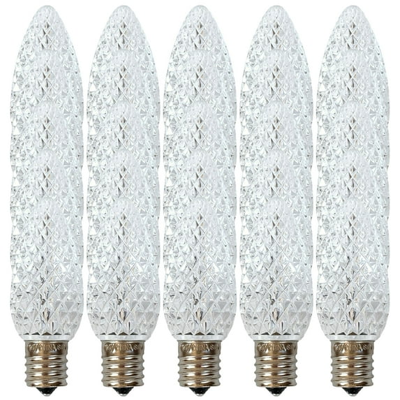 EZLS Warm White Faceted C9 LED Replacement Christmas Bulbs, 25 Pack