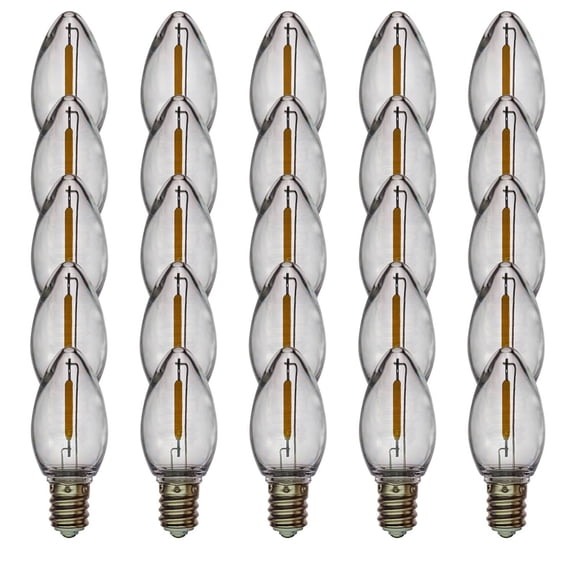 EZLS Warm White LED Replacement Bulbs, Colored Filament, Shatterproof Lens, 25 Pack