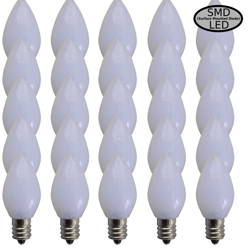 EZLS Warm White Opaque C7 SMD LED Replacement Bulb, 25 Pack