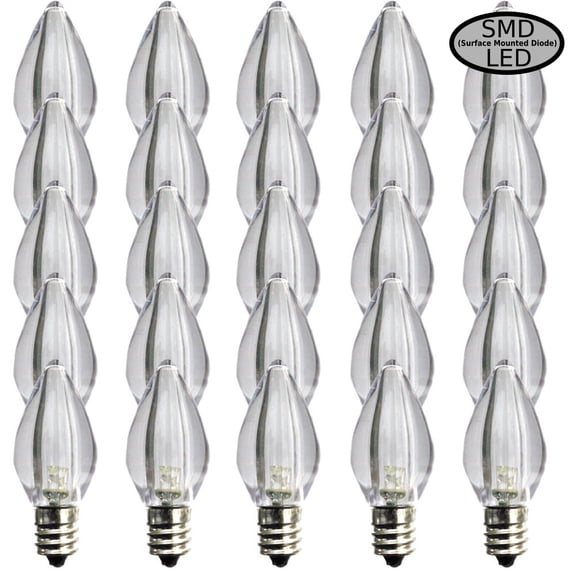 EZLS Warm White Transparent C7 LED Replacement Bulb, 25 Pack