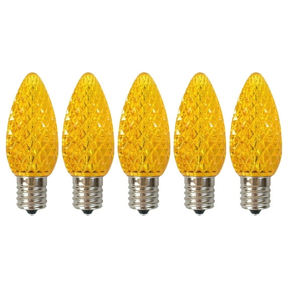 EZLS Yellow Faceted C9 LED Replacement Christmas Bulbs, 5 Pack