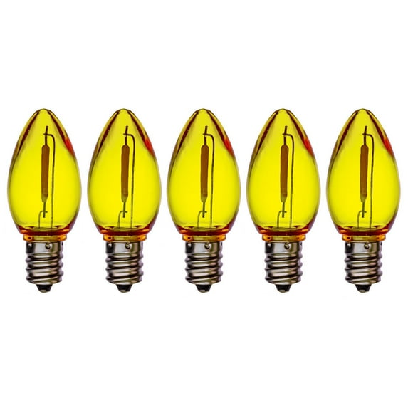 EZLS Yellow LED Replacement Bulbs, Colored Filament, Shatterproof Lens, 5 Pack