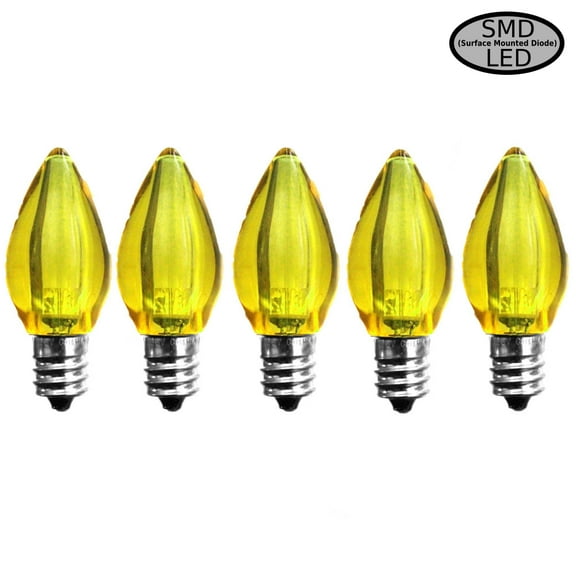 EZLS Yellow Transparent C7 LED Replacement Bulb, 5 Pack