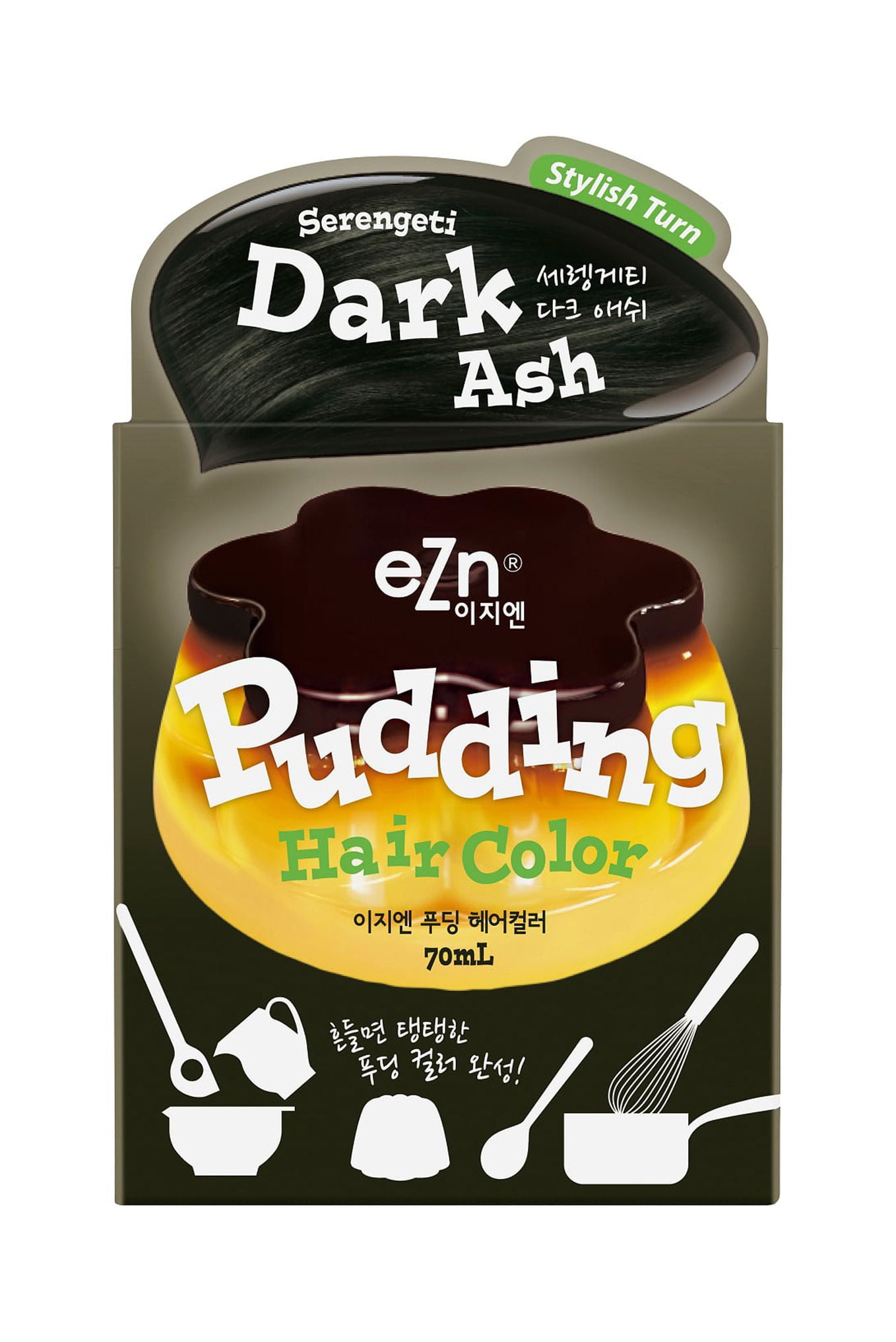 EZN Pudding Hair Color Cream Dark Ash, Ammonia Free Hair Dye, Made in