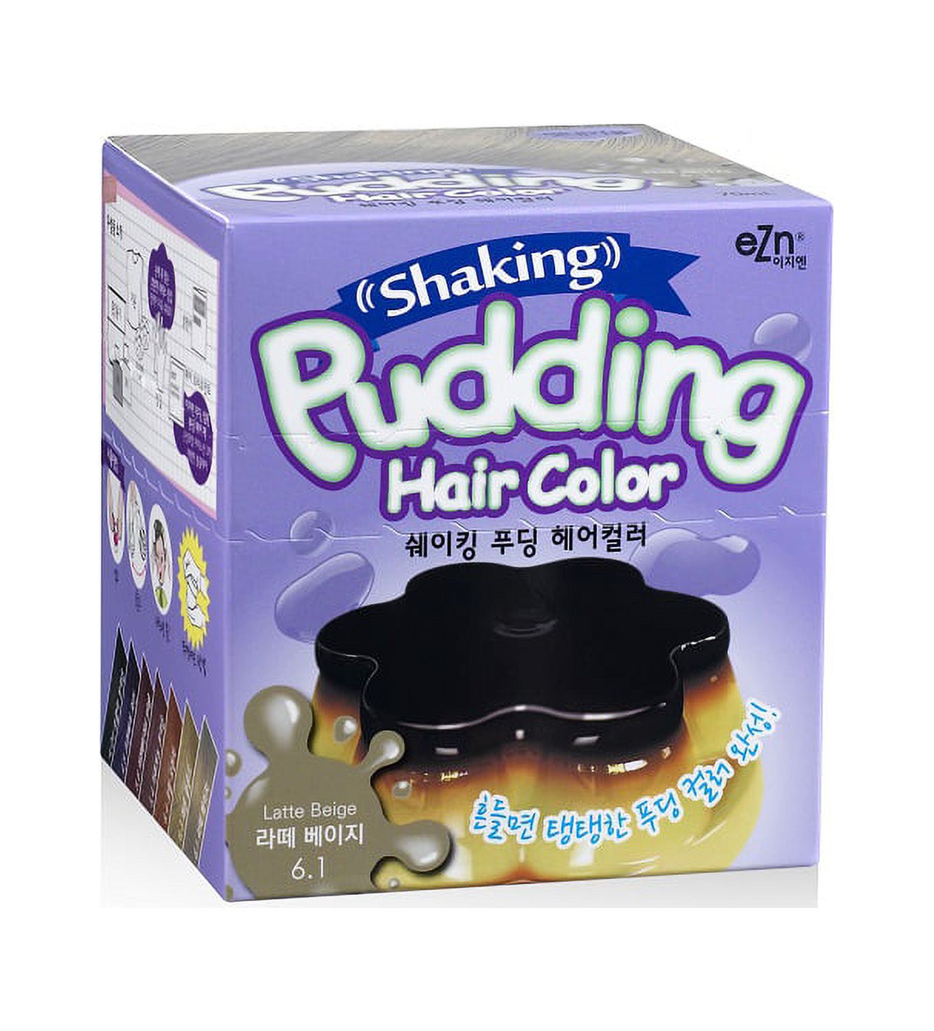 EZN Shaking Pudding Hair Color Cream 6.1 Latte Beige Color for Ammonia
