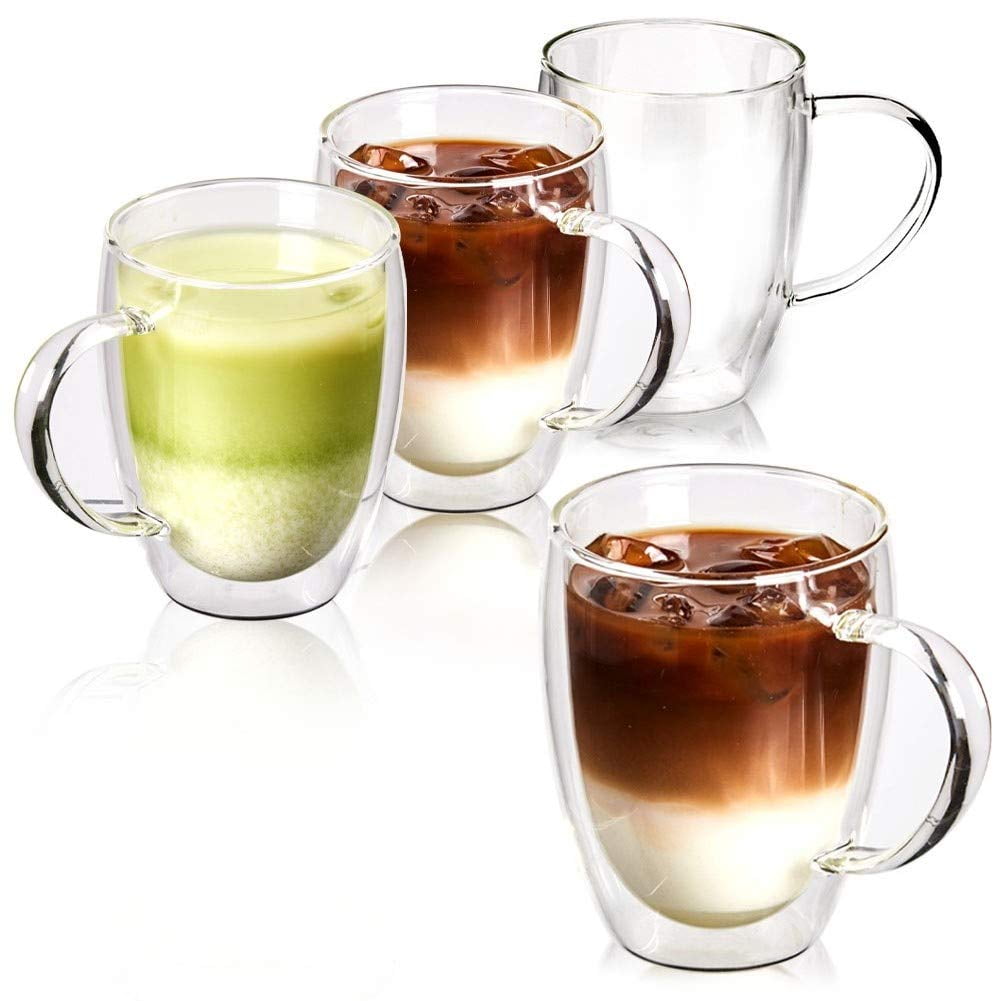 1/2pcs Double Wall Lnsulated Glass Coffee Mugs With Handle Clear Espresso  Cups Home Mug For Milk Latte Cappuccino Tea Water - Glass - AliExpress