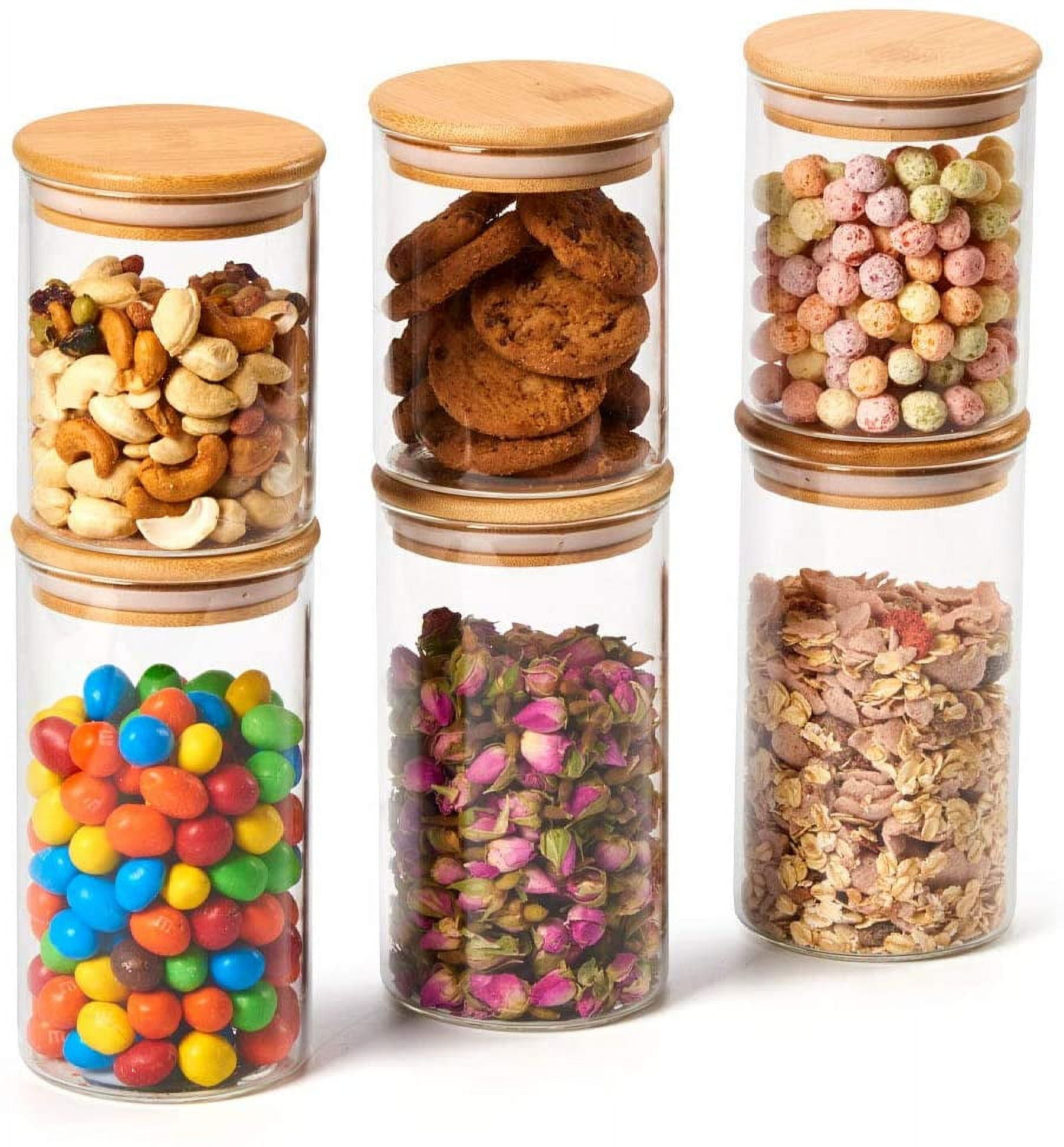 Petal Glass Jars With Bamboo Lids Set. For Kitchen Counter, Rice Jar, Candy  Jar, Flour and Sugar Containers Canisters, 23 /24.7 OZ Big Glass Jar with  Lid, Airtight Glass Storage 