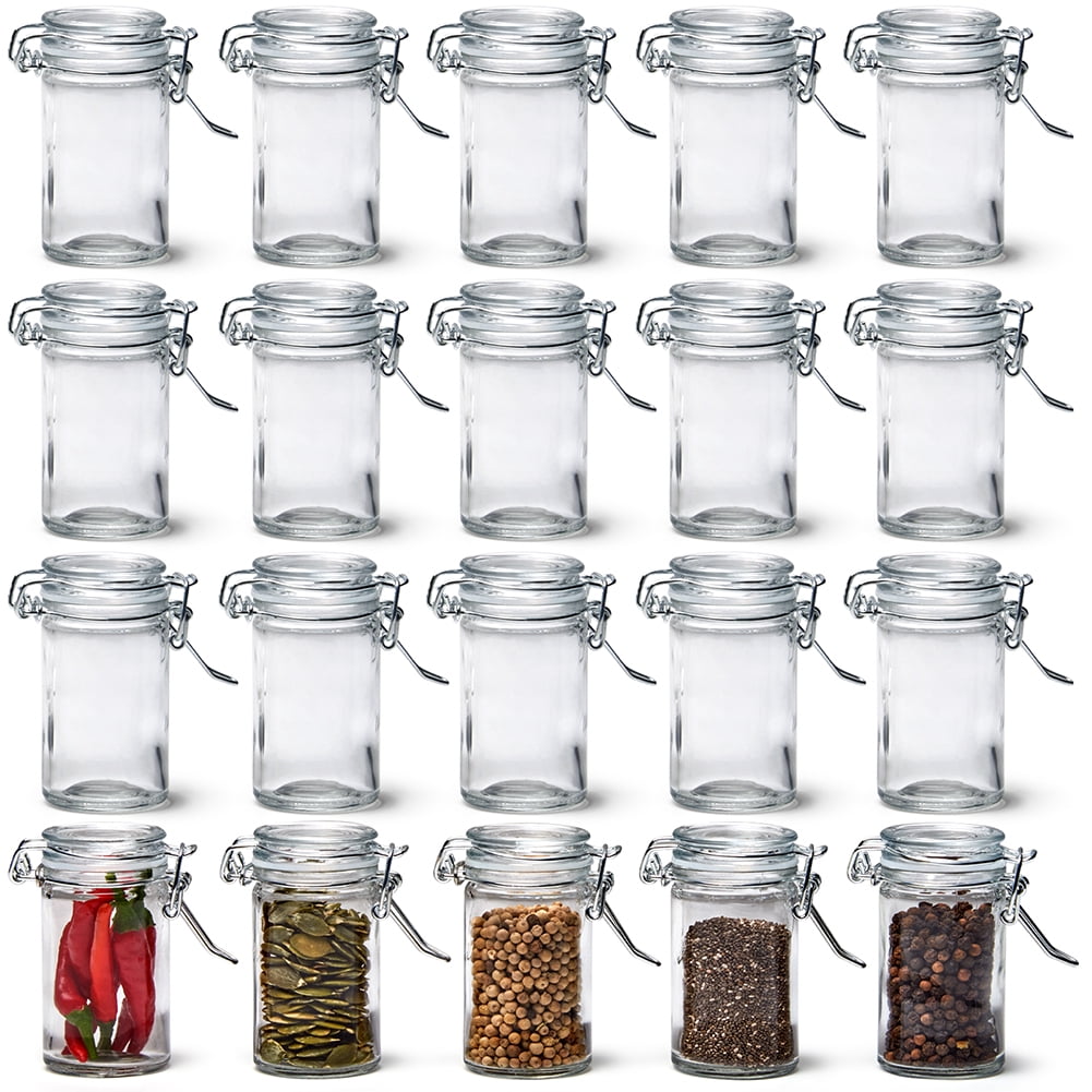 EZOWare 20 Spice Jars, 5oz Bottles Clear Glass Canister Container