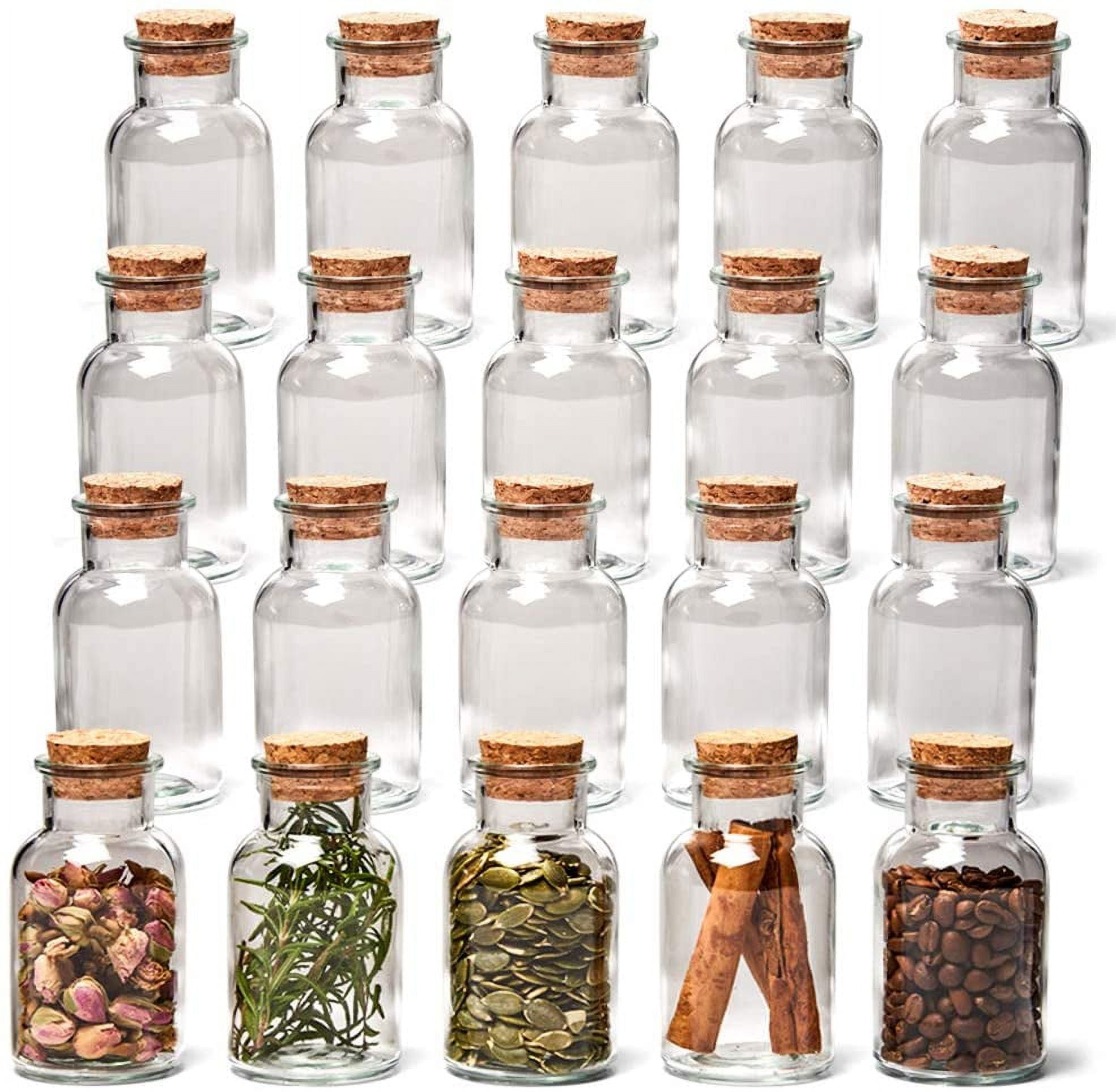 EZOWare 20 Spice Jars, 5oz Bottles Clear Glass Canister Container