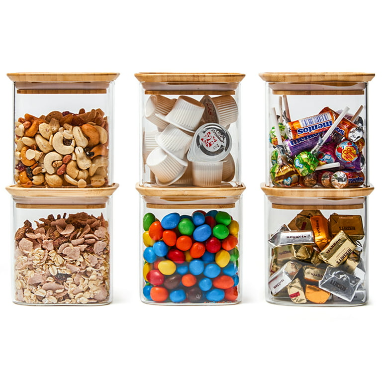  14oz/400ml Clear Glass Food Storage Containers Set Airtight  Food Jars with Bamboo Wooden Lids Kitchen Canisters For Sugar, Candy,  Cookie, Rice and Spice Jars - Set of 12 : Home 