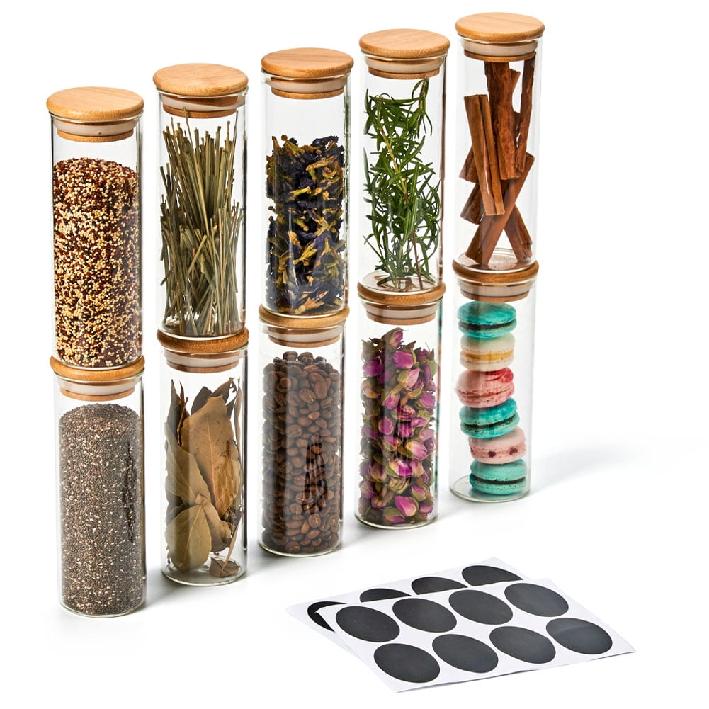 FavorFlavor 12 Pcs Spice Jars with Label & Organizer, Thickened Glass  Seasoning Jars with Wooden Lids & Rack, Airtight Sealing Seasoning Bottles
