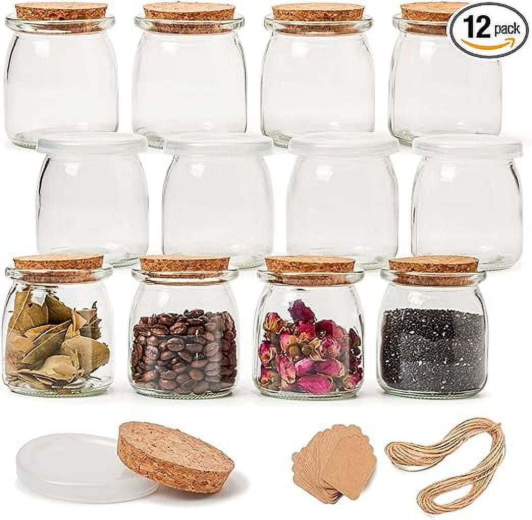 Ezoware Oz Clear Glass Bottle With Cork Lid And Plastic Lid Set Of Small Favor Jar