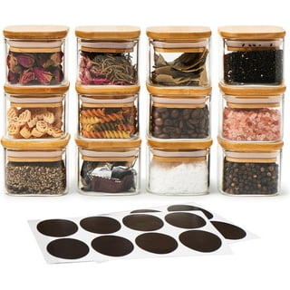 SWOMMOLY Glass Spice Jars 6OZ Square Spice Bottles, 12 Empty Seasoning  Containers with Airtight Cap, Pour/sift Shaker Lid, 268 Spice Labels, Chalk