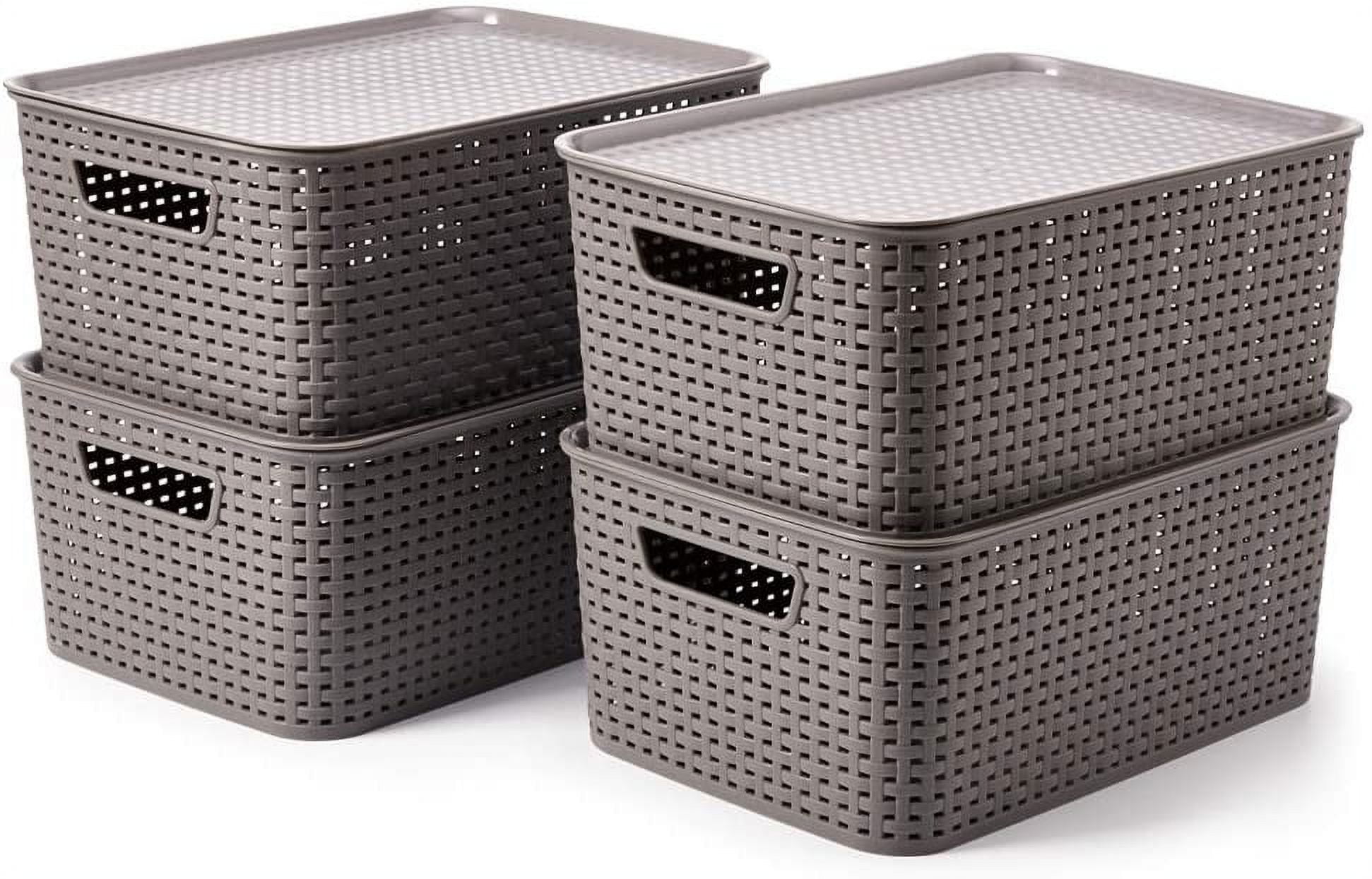 Zerodeko 3pcs plastic basket plastic bins for storage with lids Storage  small plastic storage containers with lids plastic containers with lids for