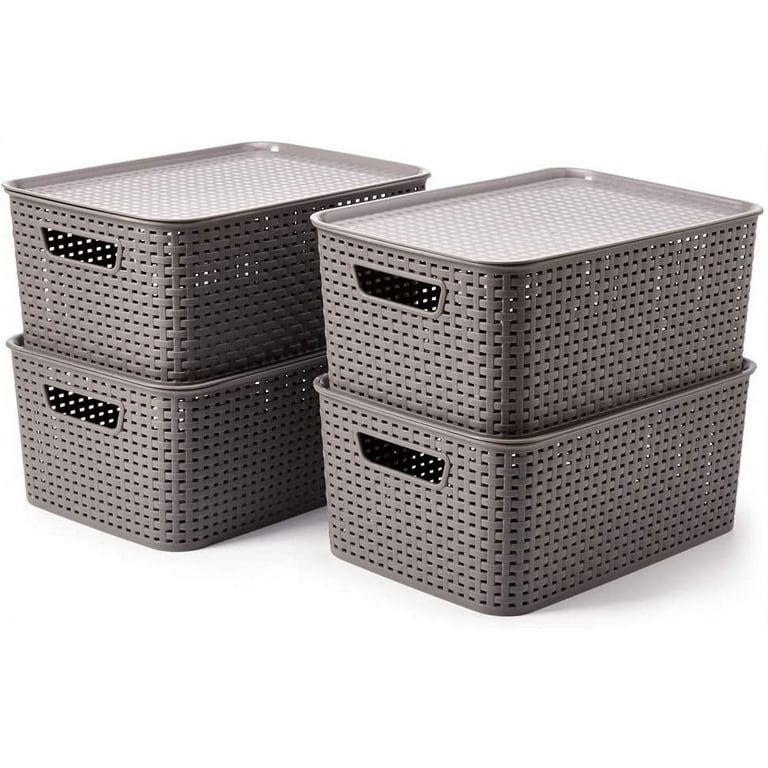  Grey - Lidded Home Storage Bins / Storage Baskets, Bins &  Containers: Home & Kitchen