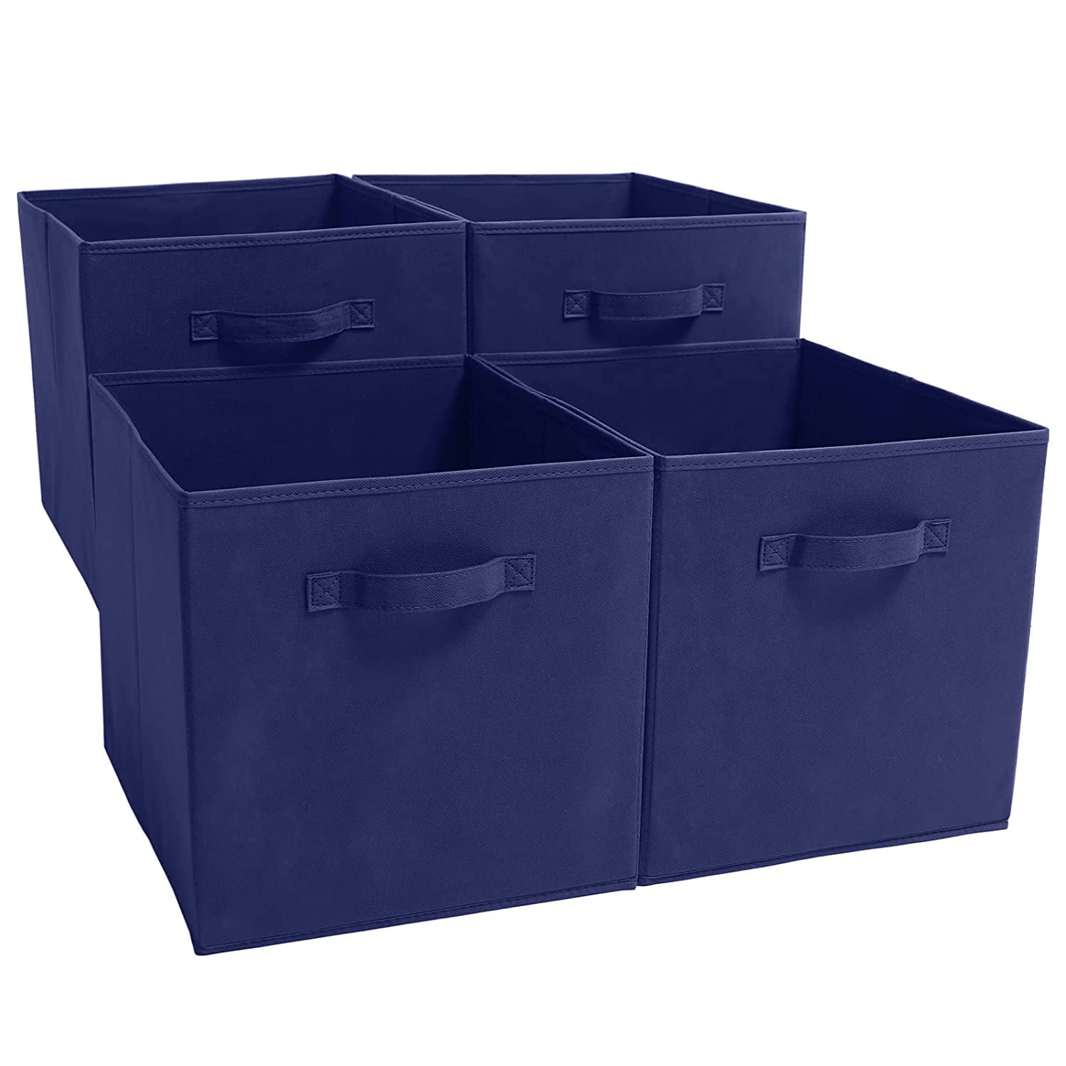 Juvale 3 Pack Collapsible Fabric Storage Bins, Cubes & Organizer with  Handles, Shelf Baskets & Boxes for Organization, Navy Blue, 16.25 x 12 in
