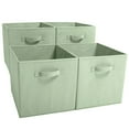 thumbnail image 1 of EZOWare Set of 4 Foldable Fabric Basket Bin, Collapsible Storage Cube boxes for Nursery Toys Shelves (13 x 15 x 13 inches) - Pastel Green, 1 of 8