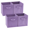 thumbnail image 1 of EZOWare Set of 4 Foldable Fabric Basket Bins, Storage Organizer Cube 10.5 x 10.5 x 11 inch for Nursery, Playroom, Kids, Living Room - Purple, 1 of 9