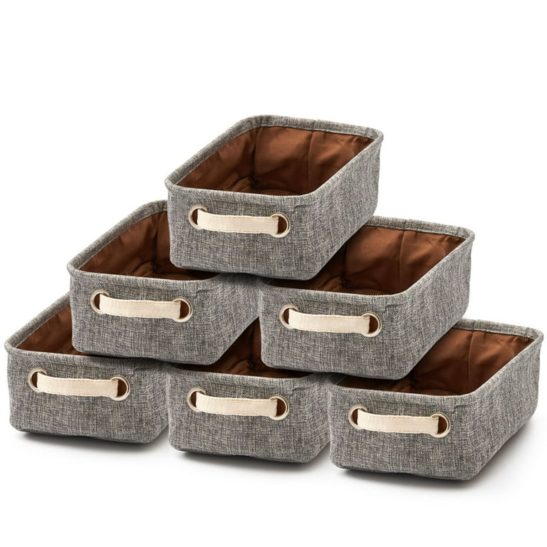 EZOWare Small Storage Bins Baskets, Pack of 6 Foldable Drawer Dresser  Desktop Organizer Cubes Set with Handles -12 x 7 x 4 inch - Dark Gray 