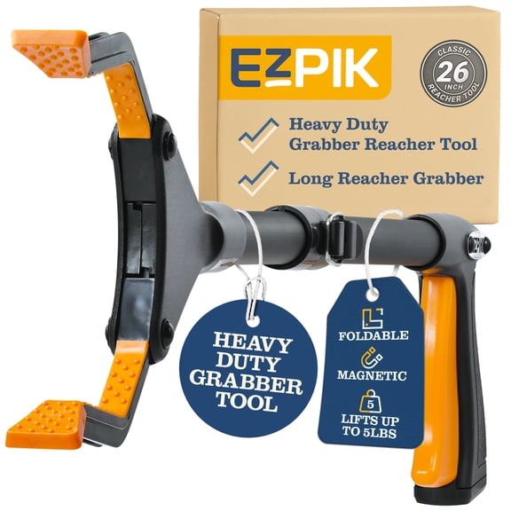 EZPIK Grabber Reacher Tool for Seniors, 26" Rotating Head Magnetic Reaching Aid – Classic Silver