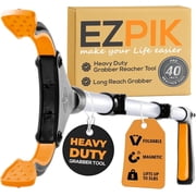 EZPIK 40 Grabber Reacher Tool for Seniors, Folding Magnetic Pickup Stick with Rotating Claw, Single Pack, Pro Silver